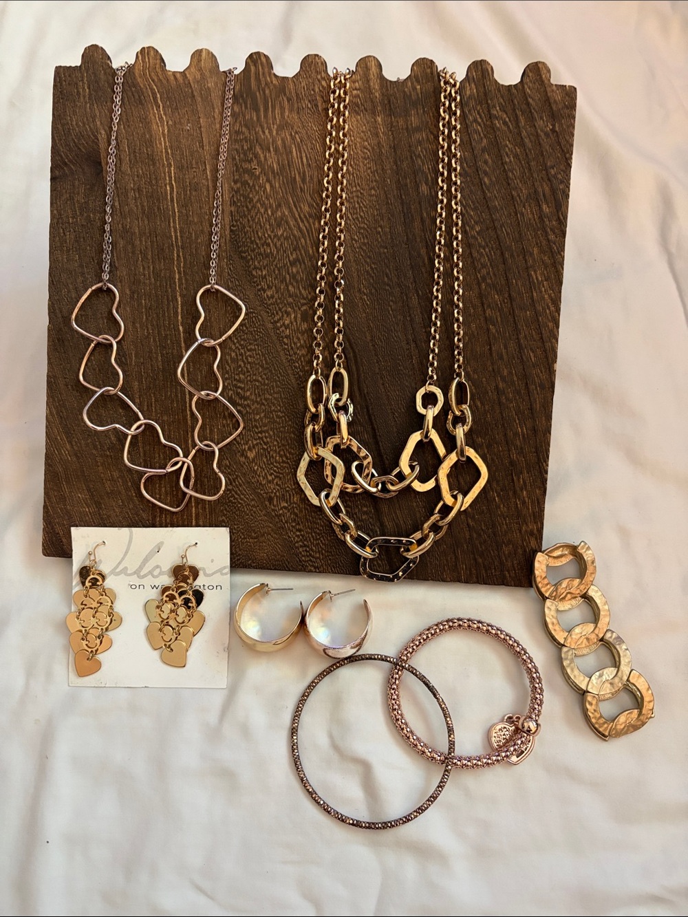 Mixed Gold Metal Women's Necklace, Earrings, & Bracelet Sets